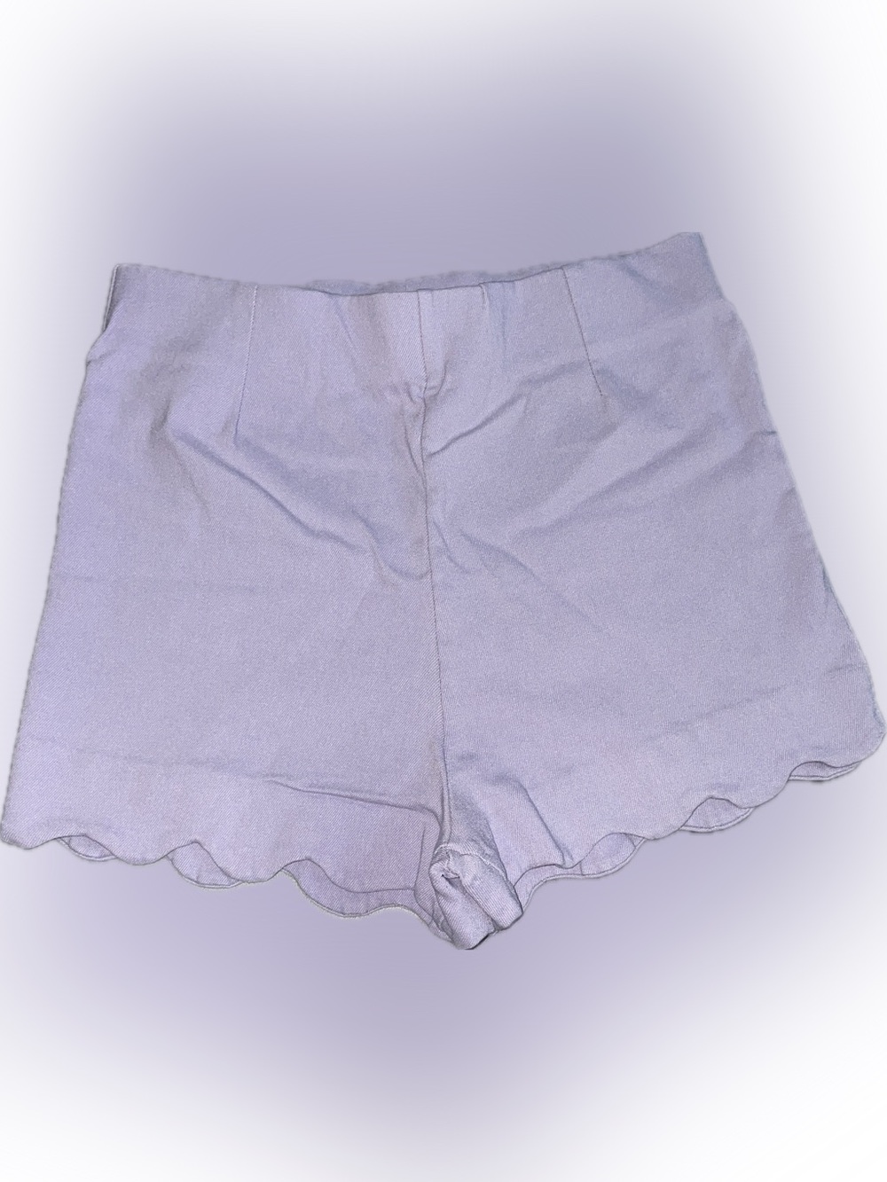 Women's Lavender Scallop Hem High-Rise Shorts | S